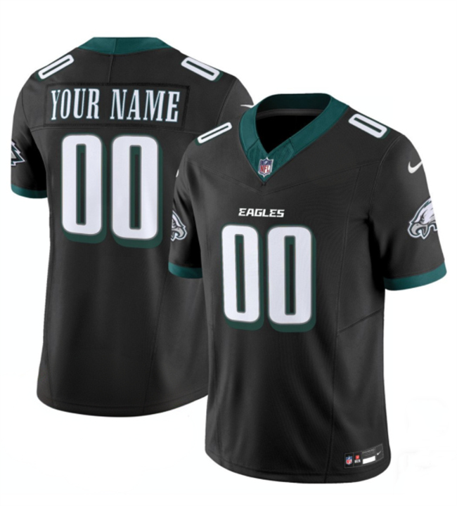 Men's Black Philadelphia Eagles Active Player Custom 2024 New F.U.S.E. Vapor Untouchable Limited Stitched Football Jersey
